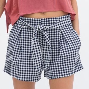 Zara High Waisted Gingham Paperbag Waist Shorts with Belt